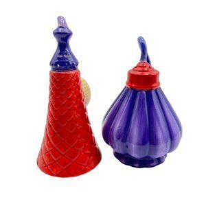 Vintage Ceramic Perfume Bottle Salt Pepper Shaker Set Kitchen Table Top Decor